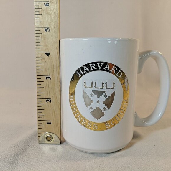 Harvard Business School Ceramic Mug Vintage White Gold Coffee Tea College US Uni - Picture 7 of 11